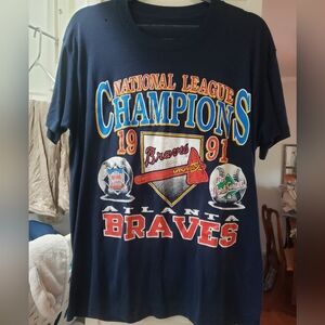 Vintage Atlanta Braves National League Champions T-Shirt - Navy